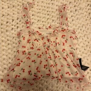 Cherry Print Babydoll Top